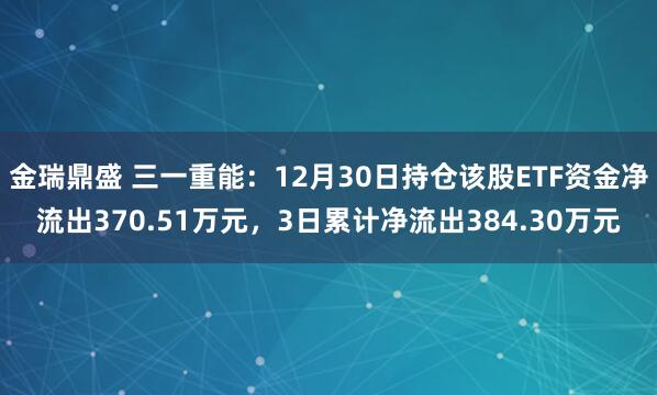 金瑞鼎盛 三一重能：12月30日持仓该股ETF资金净流出370.51万元，3日累计净流出384.30万元